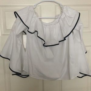 Zara Minimalistic Ruffled Off The Shoulder Top